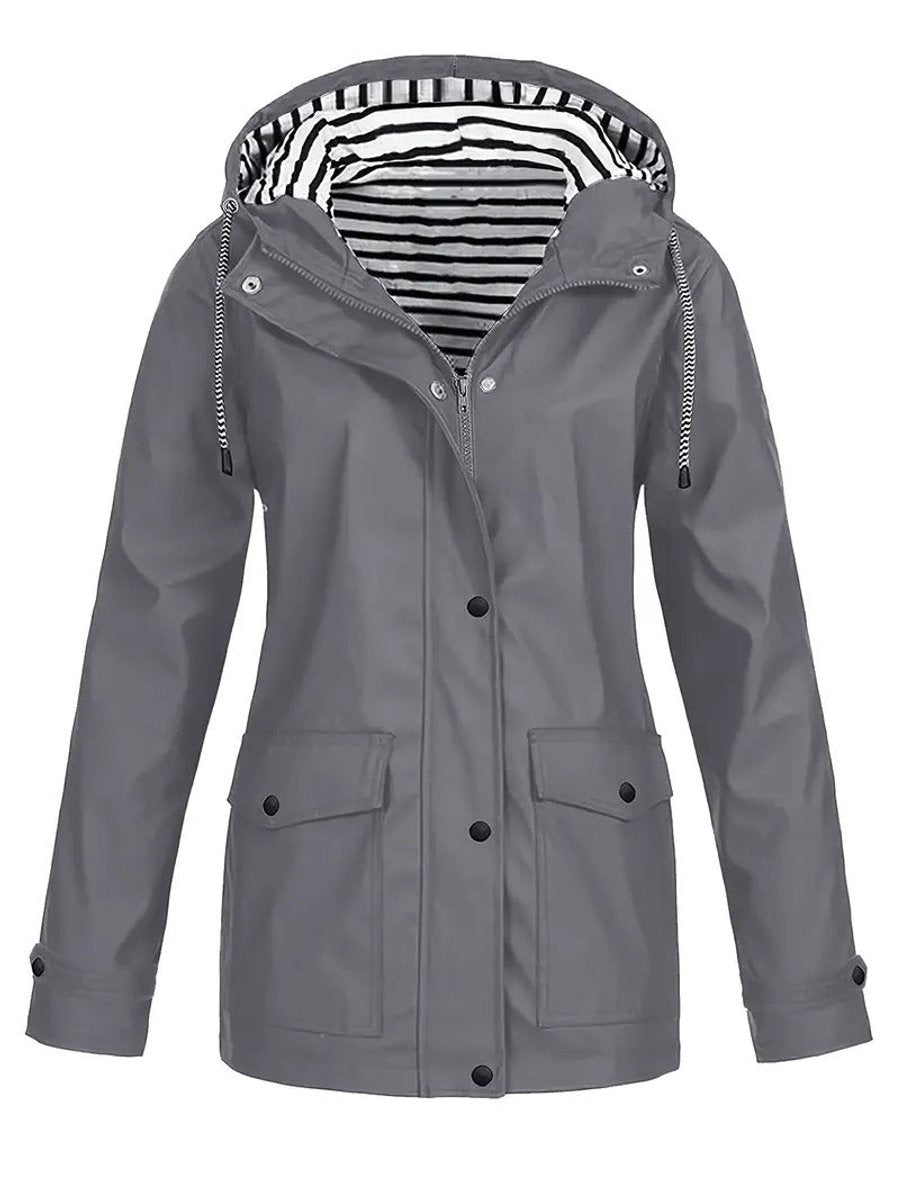 Eleanor | Women's Waterproof Hooded Rain Coat with Striped Lining 5