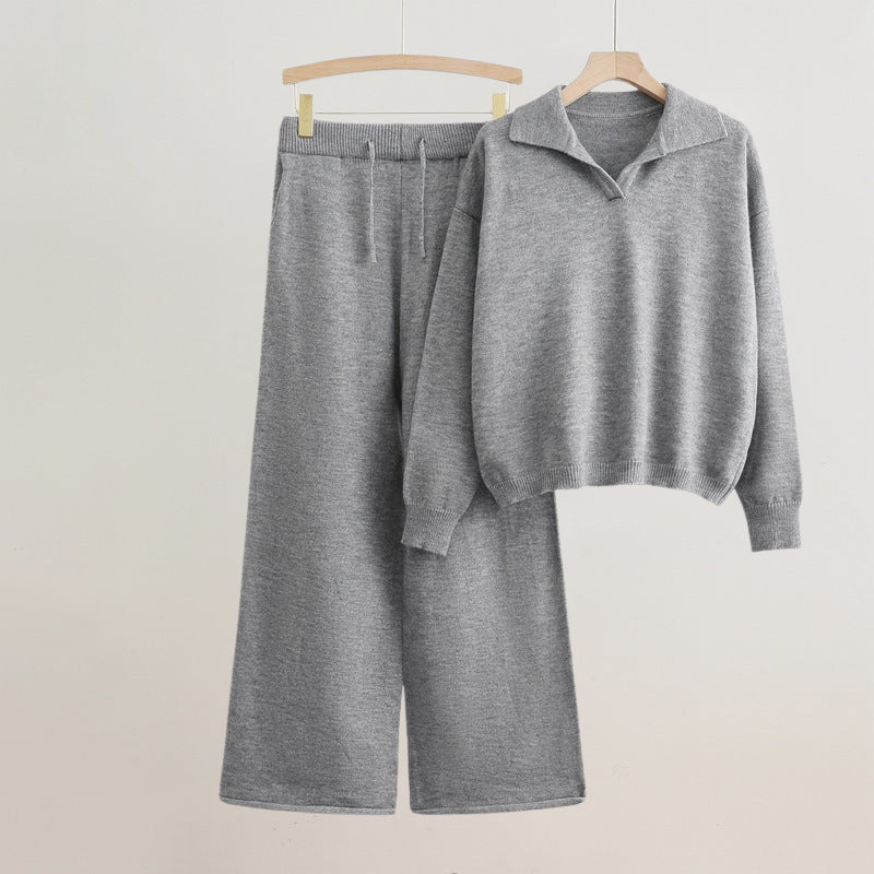 Elegant Dahlia Set | Long Sleeve Sweater and Wide-Leg Pants 4