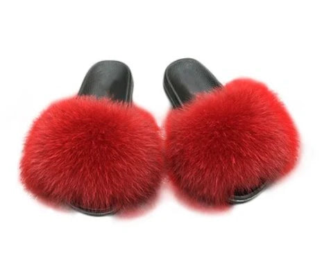 Fluffy Faux Fur Slippers | Women's Open Toe Slide Comfort 10