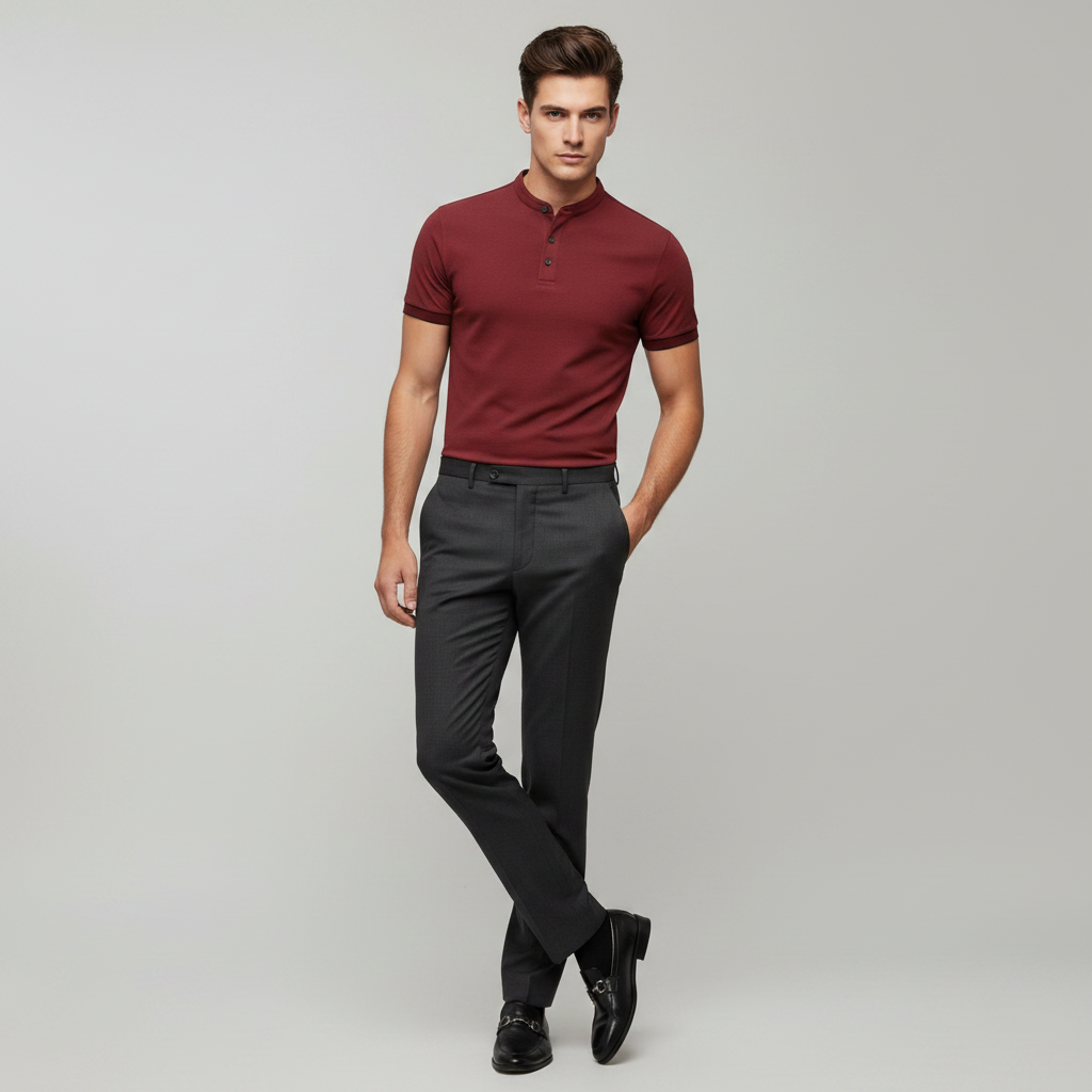 Men's Elegant Long Sleeve Polo Shirt | Classic Casual Wear