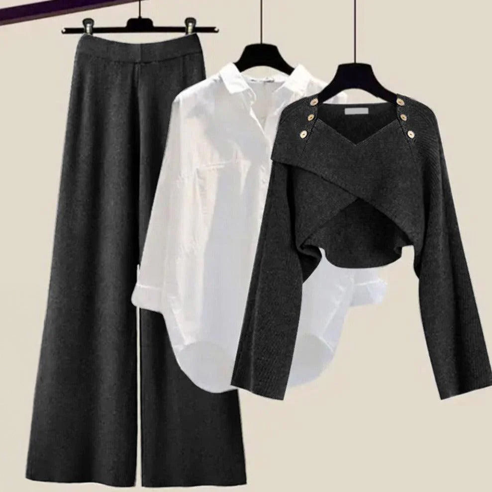 Palais 3 Piece Set | Women's High-Waisted Pants & Sweater 0
