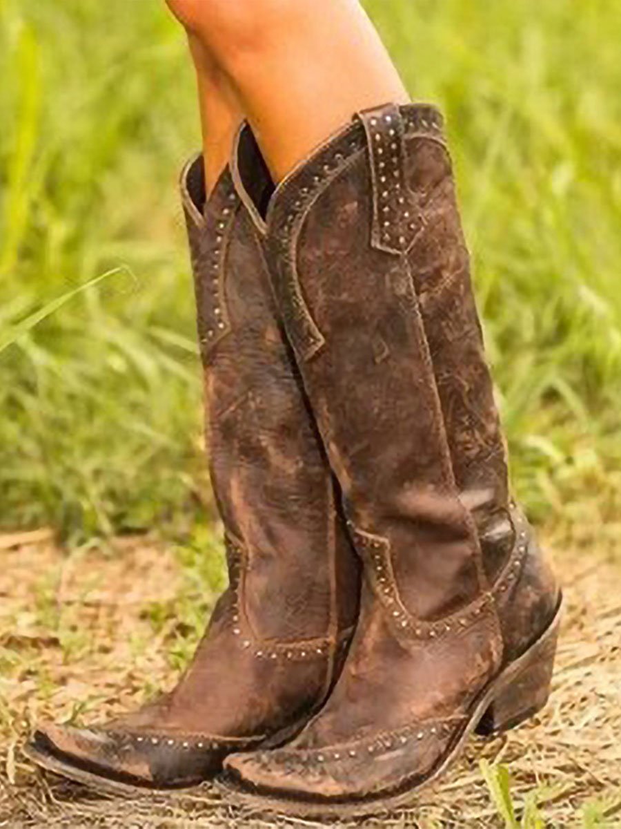 Amaris Studded Knee-High Cowboy Boots for Women 0