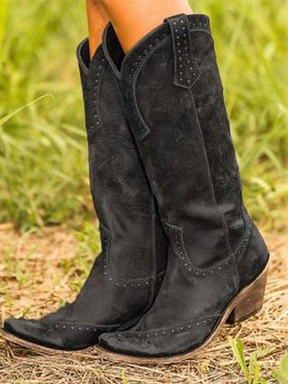 Amaris Studded Knee-High Cowboy Boots for Women 1
