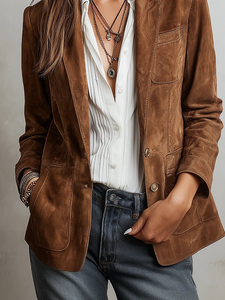 Aria | Women's Faux Suede Tailored Blazer 4