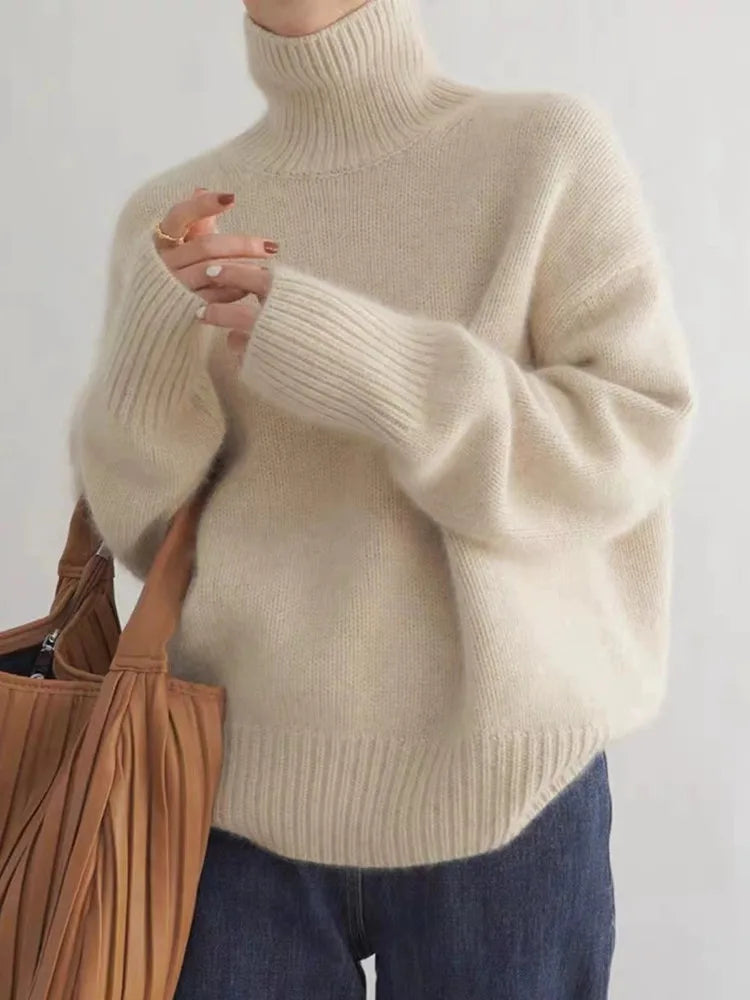 Black Cashmere Sweater | Women's Turtleneck Knit Pullover 0