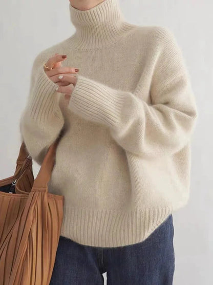 Black Cashmere Sweater | Women's Turtleneck Knit Pullover 0
