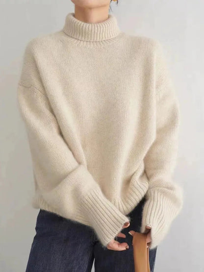 Black Cashmere Sweater | Women's Turtleneck Knit Pullover 1