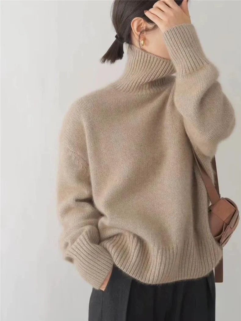 Black Cashmere Sweater | Women's Turtleneck Knit Pullover 5