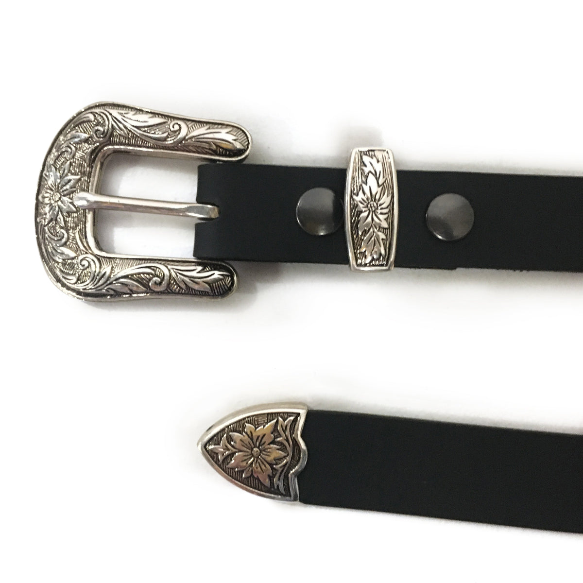 Buffalo Leather Belt 1 Inch Black Western Style 2