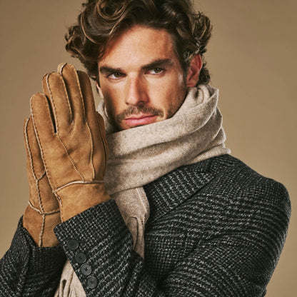 Camel Sheepskin Gloves | Men's Winter Gloves with Fur Lining 3