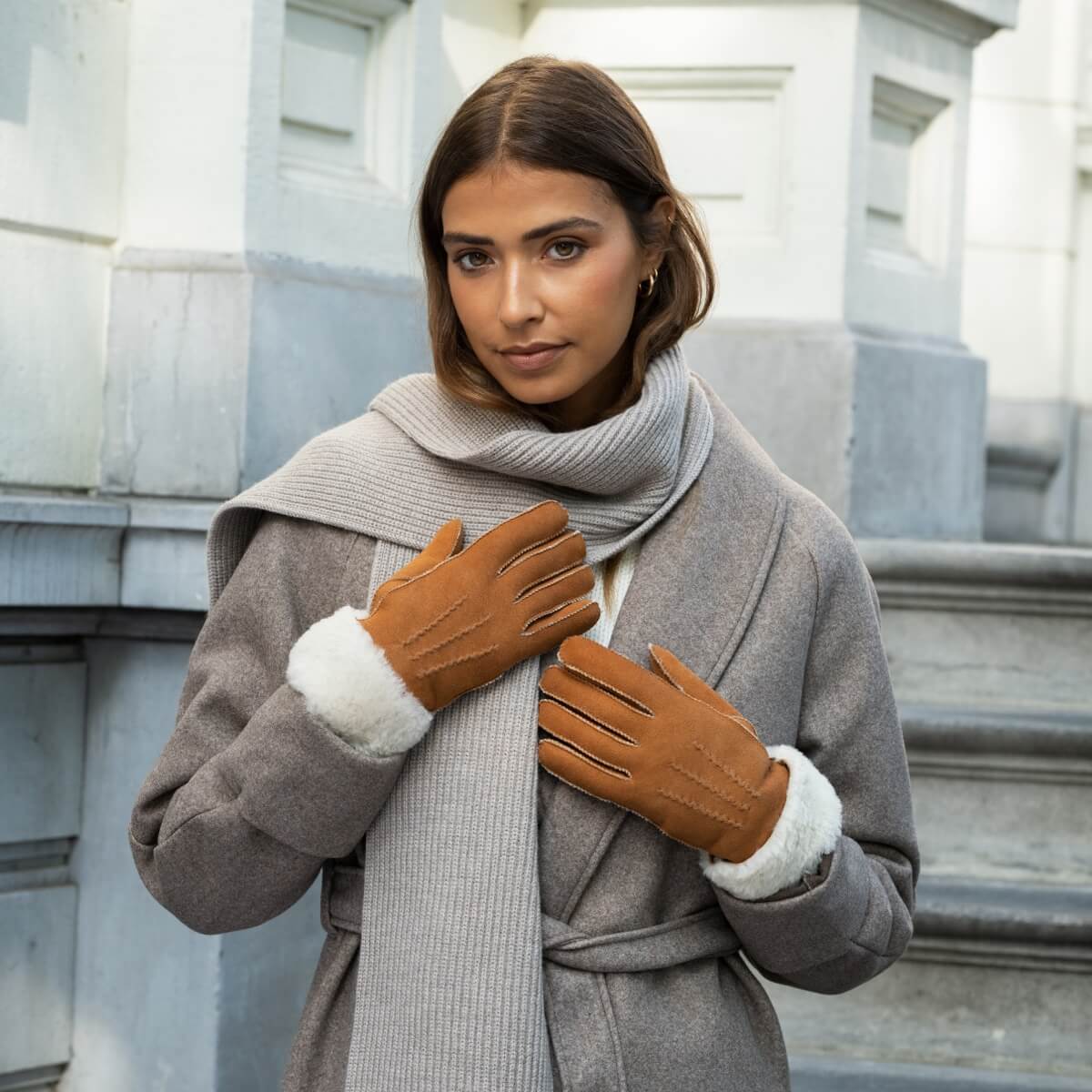 Camel Suede Leather Gloves | Women's Winter Waterproof Gloves 5