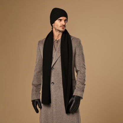 Charlie Black Merino Wool Scarf | Unisex Fashion Accessory 1