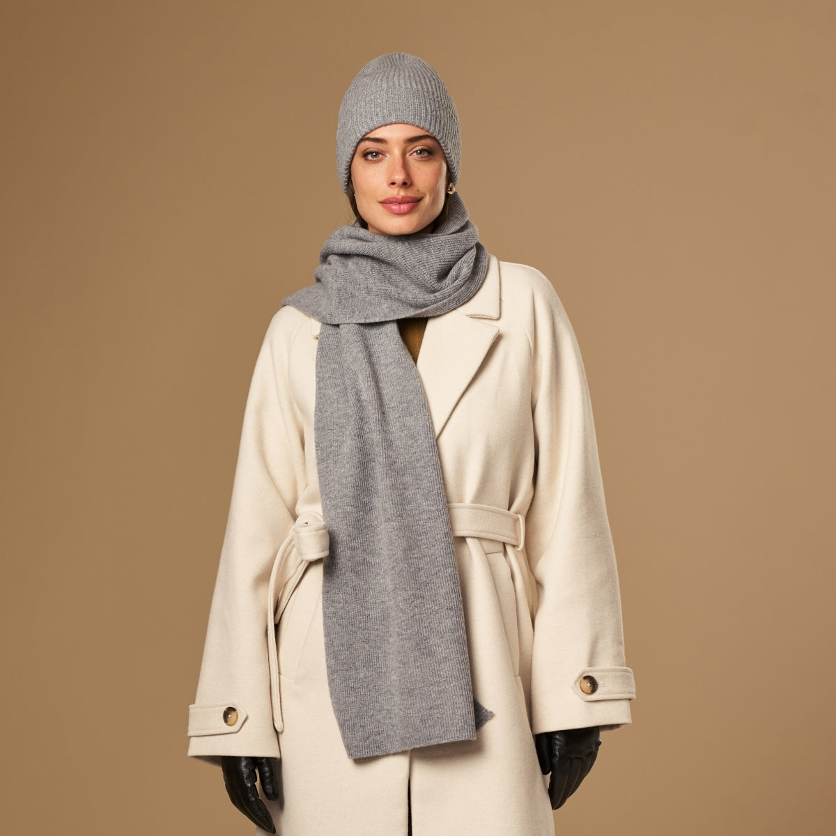 Charlie Grey Merino Wool Scarf | Unisex Warm Lightweight Accessory 1