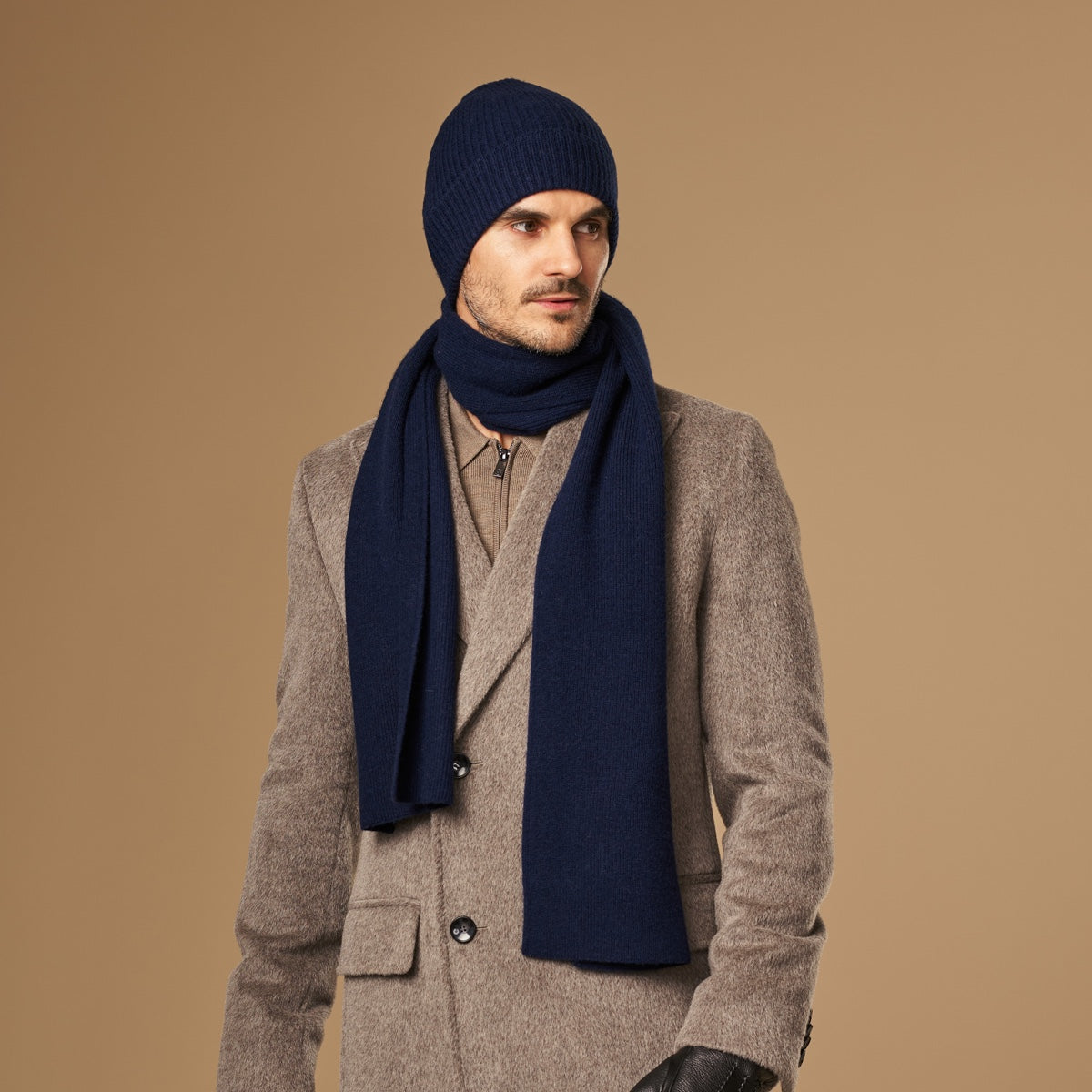 Charlie Navy Blue | Unisex Merino Wool Scarf 3