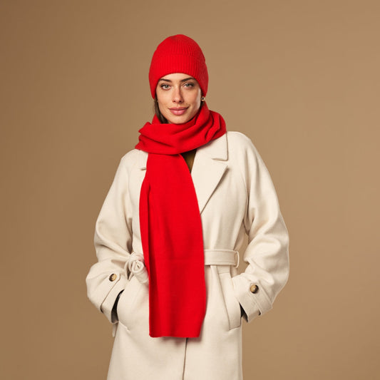 Charlie Red Merino Wool Scarf | Unisex Warm Lightweight Accessory 0
