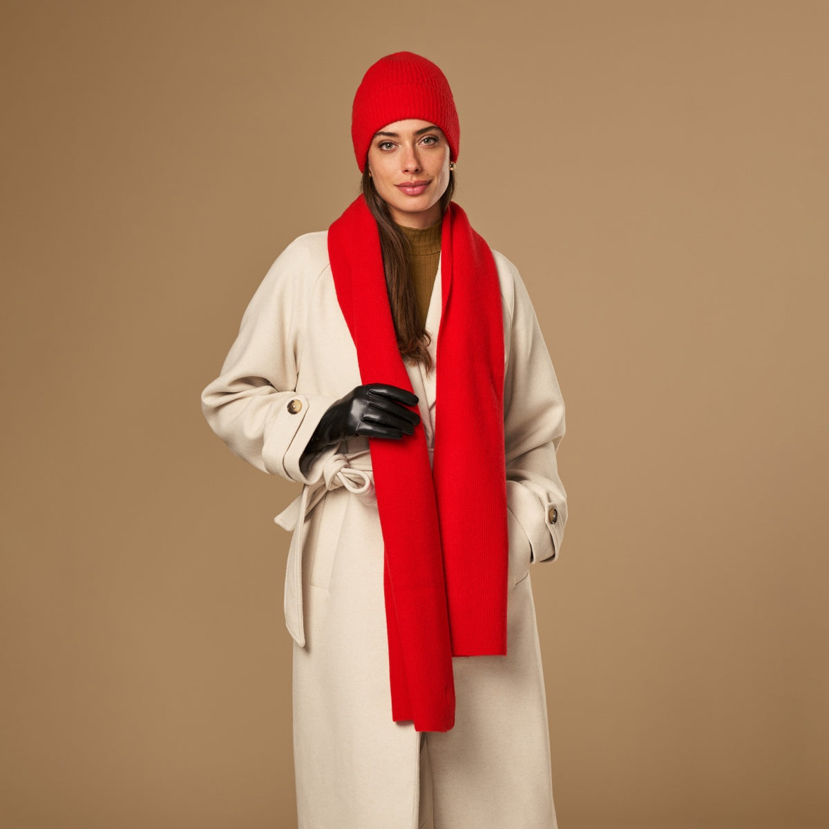 Charlie Red Merino Wool Scarf | Unisex Warm Lightweight Accessory 2