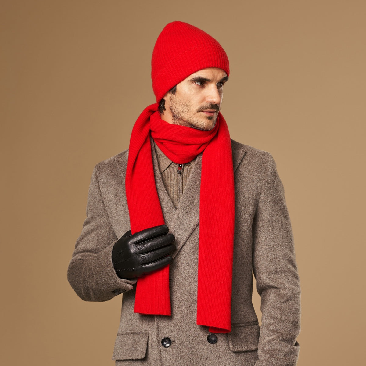 Charlie Red Merino Wool Scarf | Unisex Warm Lightweight Accessory 3