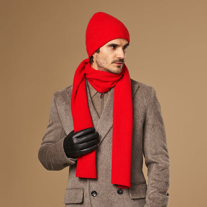 Charlie Red Merino Wool Scarf | Unisex Warm Lightweight Accessory 3