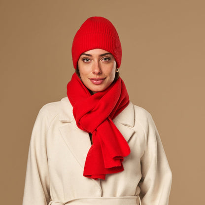 Charlie Red Merino Wool Scarf | Unisex Warm Lightweight Accessory 4