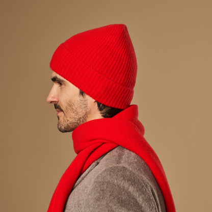 Charlie Red Merino Wool Scarf | Unisex Warm Lightweight Accessory 7