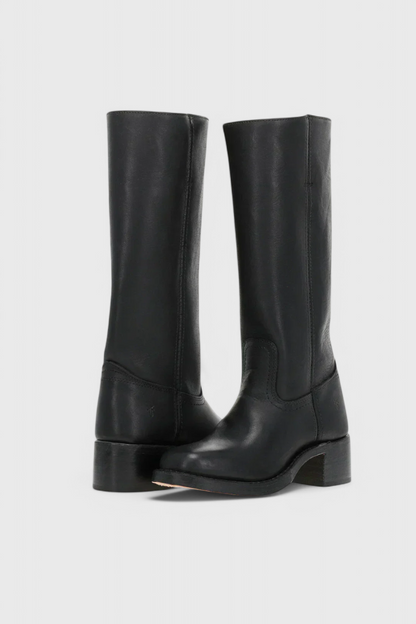 Clara Tall Black Knee High Boots | Women's PU Leather Footwear 0