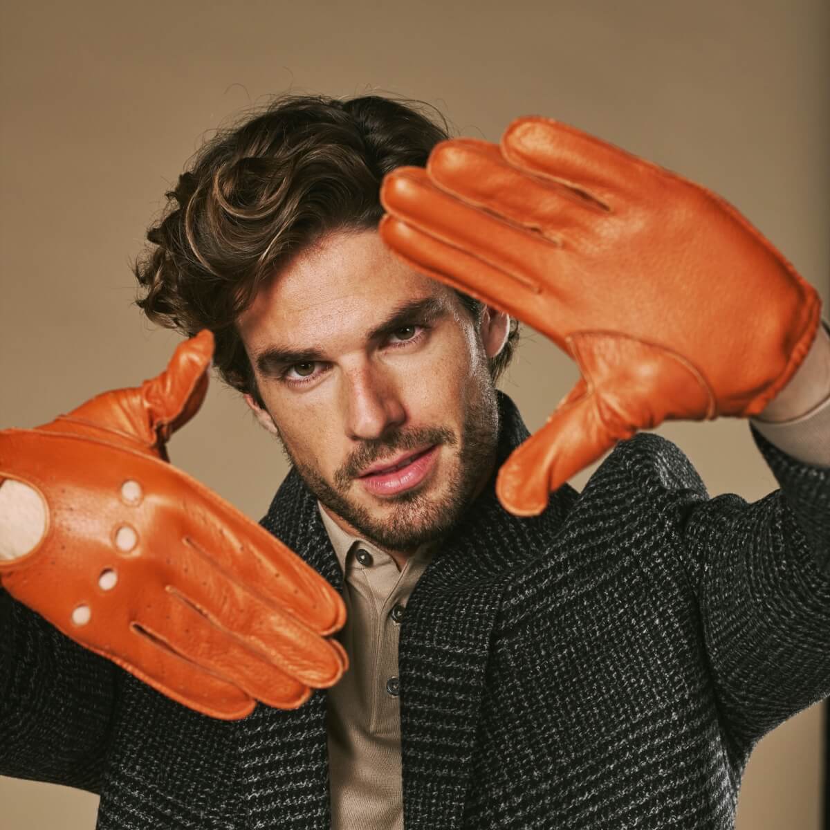 Cognac Leather Driving Gloves Men | Premium American Deerskin 3
