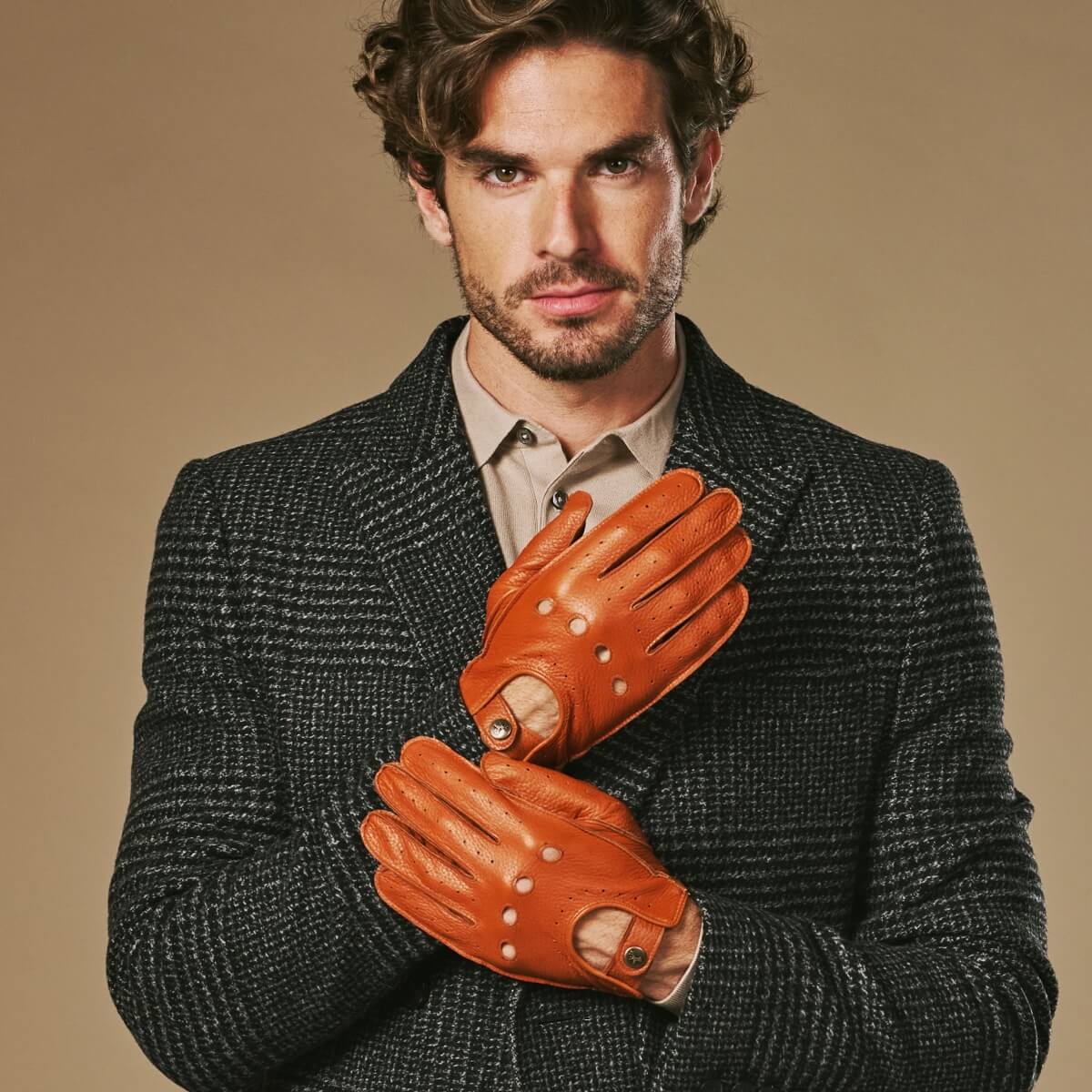 Cognac Leather Driving Gloves Men | Premium American Deerskin 5