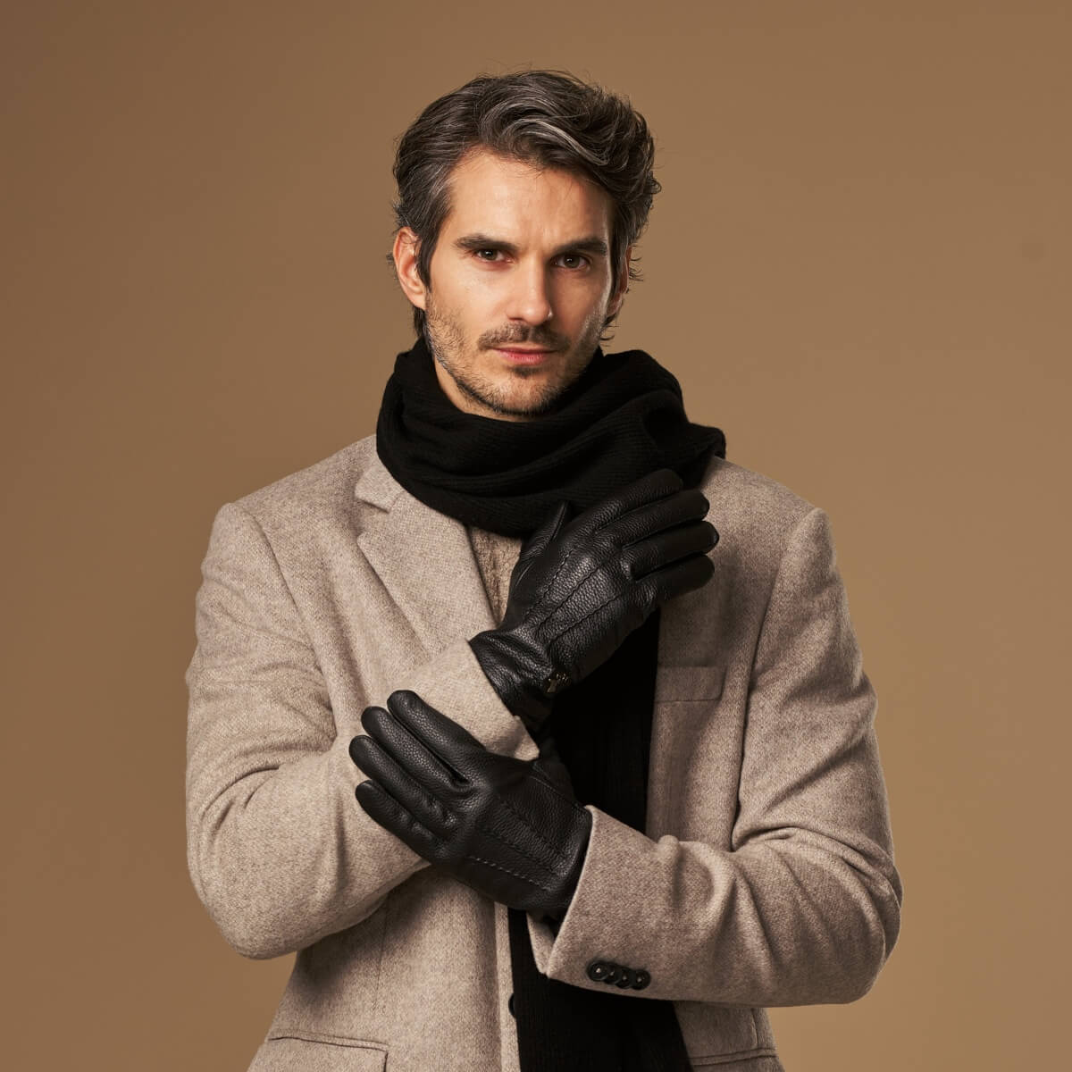 Columbus Black | Deerskin Leather Gloves for Men 1