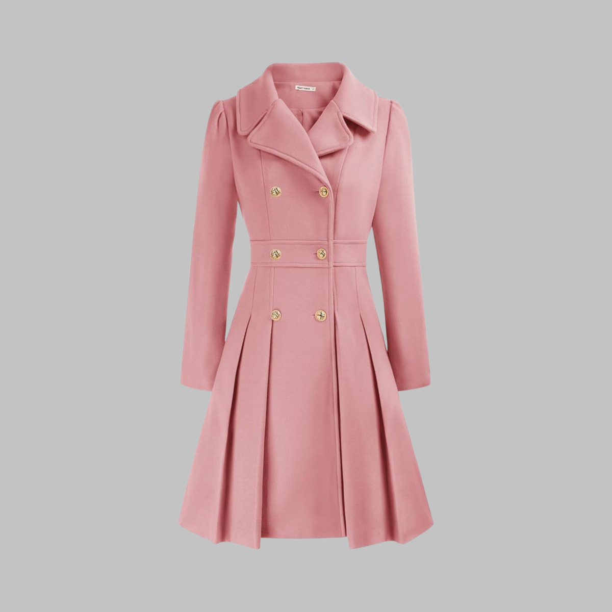 Double Button Long Sleeve Coat | Women's Classic Outerwear 12