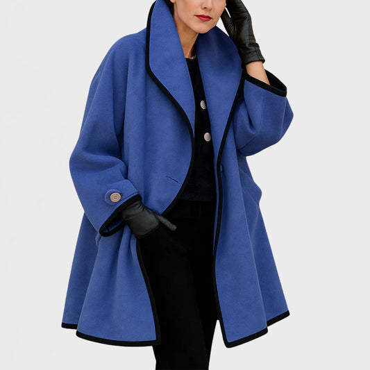 Eleanor | Women's Oversized Wool Coat with Contrast Trim 0