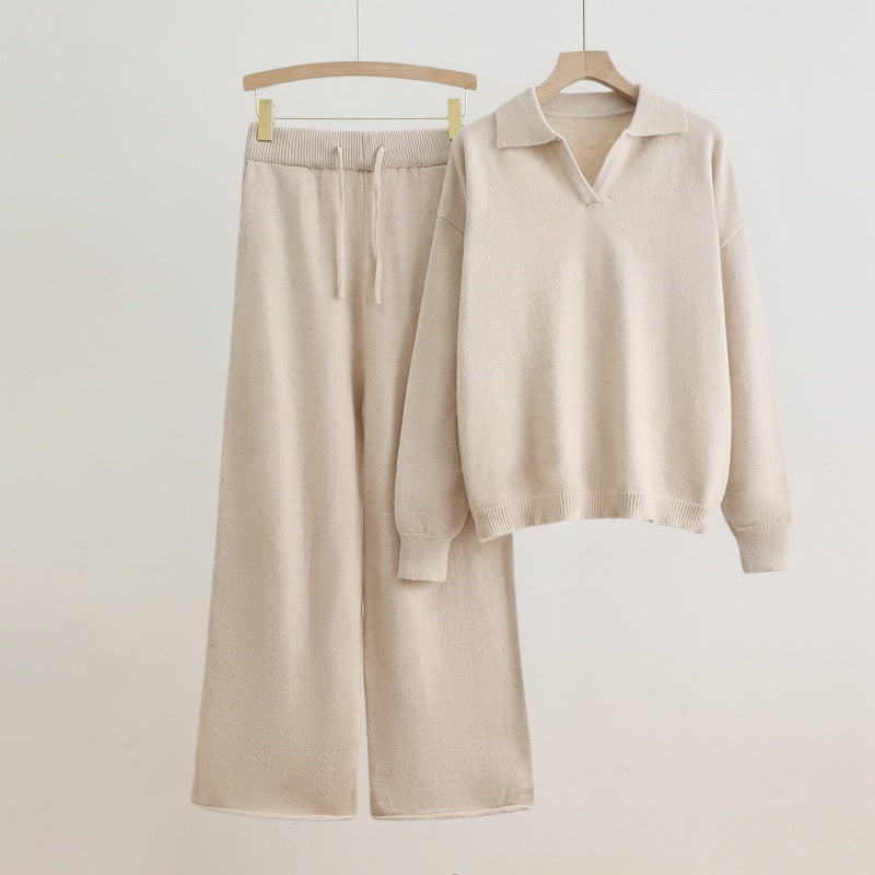 Elegant Dahlia Set | Long Sleeve Sweater and Wide-Leg Pants 1
