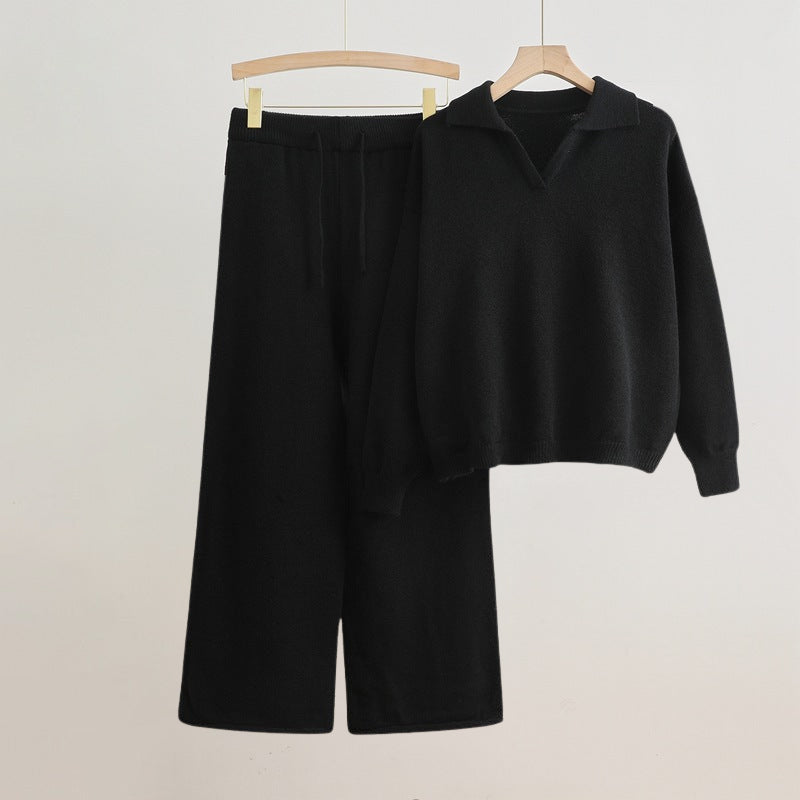 Elegant Dahlia Set | Long Sleeve Sweater and Wide-Leg Pants 2