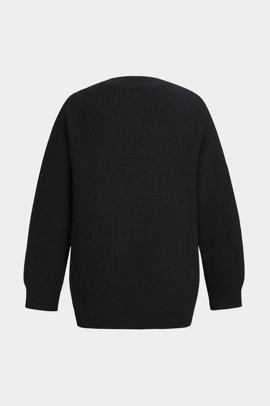 Ella Noir Knitted Cardigan with Denim Pockets for Women 1