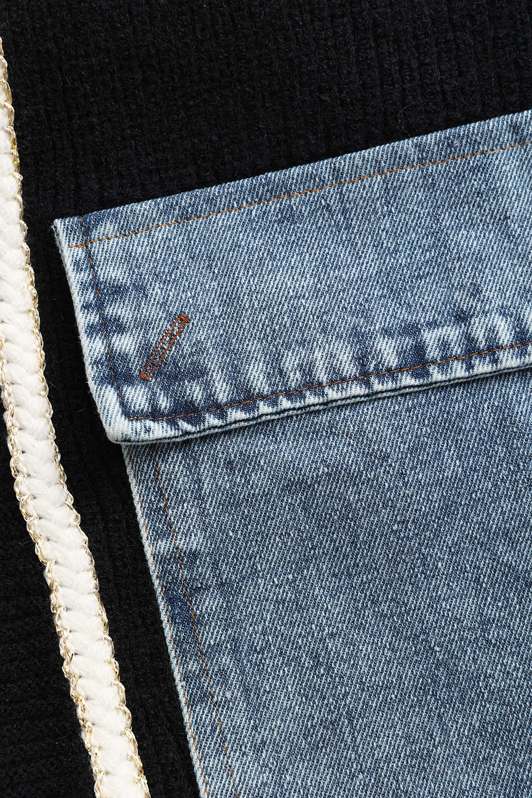 Ella Noir Knitted Cardigan with Denim Pockets for Women 3