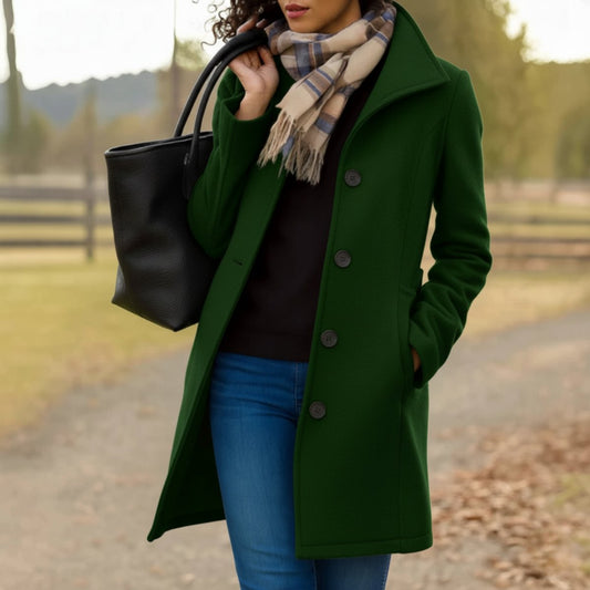 Emma | Women's Mid-Length Single-Breasted Wool-Blend Coat 0