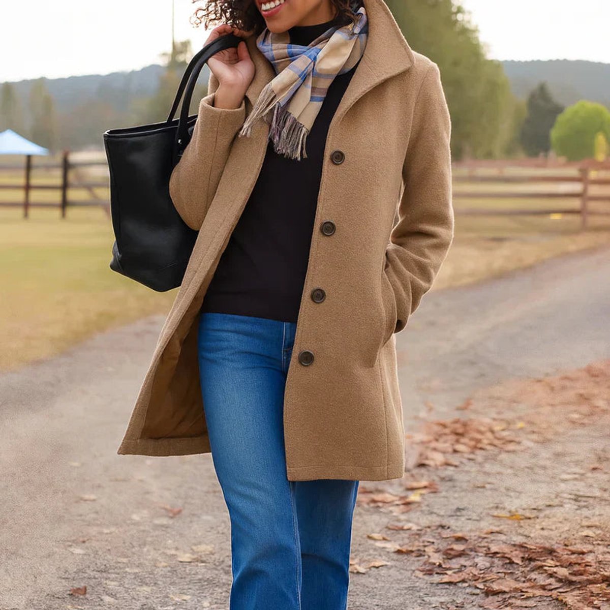 Emma | Women's Mid-Length Single-Breasted Wool-Blend Coat 2