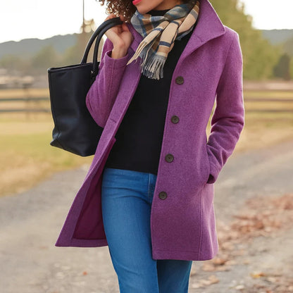 Emma | Women's Mid-Length Single-Breasted Wool-Blend Coat 3