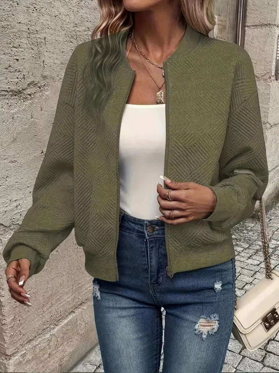 Emma | Women's Quilted Cropped Bomber Jacket 11