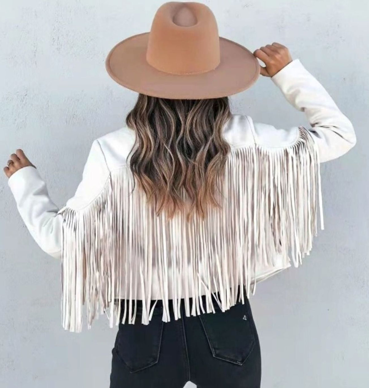 Evelyn | Women's Cropped Suede Fringe Moto Jacket 1