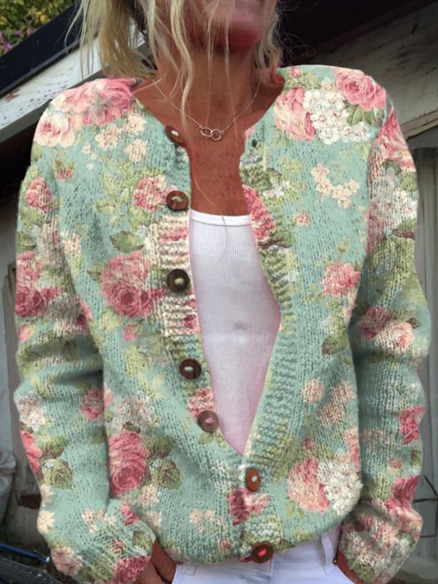 Floral Embroidered Knit Cardigan | Women's Cardigan Sweater 5