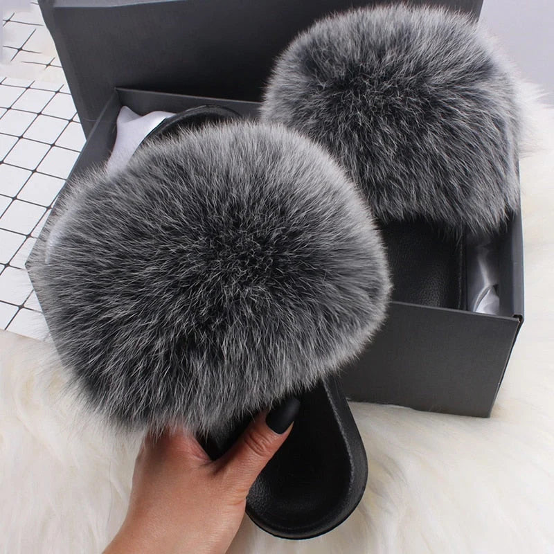 Fluffy Faux Fur Slippers | Women's Open Toe Slide Comfort 5