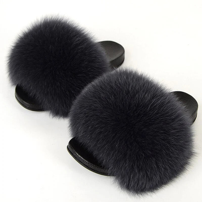Fluffy Faux Fur Slippers | Women's Open Toe Slide Comfort 7