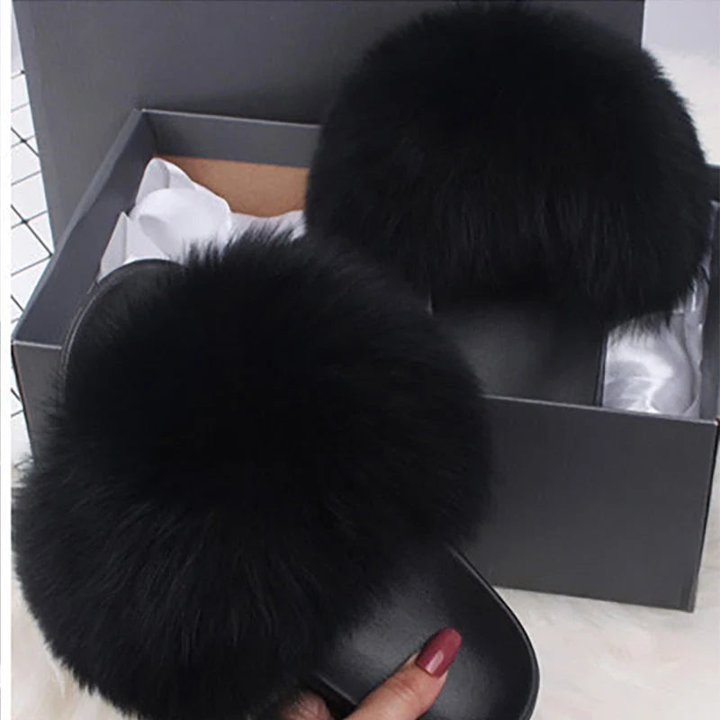 Fluffy Faux Fur Slippers | Women's Open Toe Slide Comfort 8