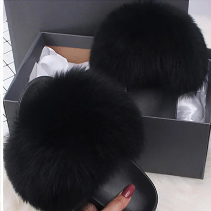Fluffy Faux Fur Slippers | Women's Open Toe Slide Comfort 8