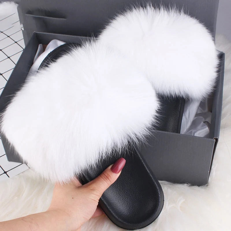 Fluffy Faux Fur Slippers | Women's Open Toe Slide Comfort 9
