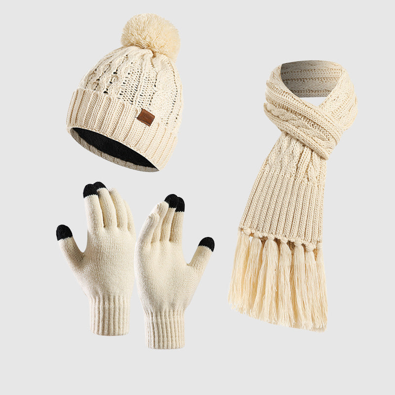 Frosty Delight Trio Set | Knitted Hat, Scarf & Gloves 3