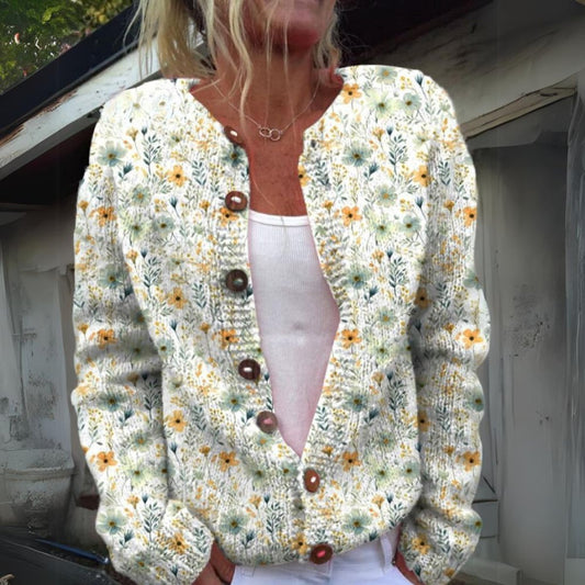 Harper | Women's Floral Knit Button-Front Cardigan 0