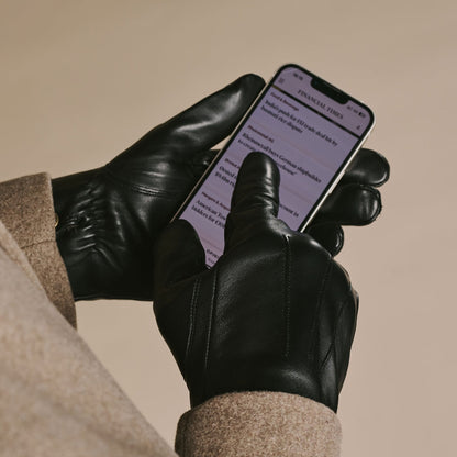 Jasmine Black Leather Gloves | Winter Touchscreen Lambskin 3