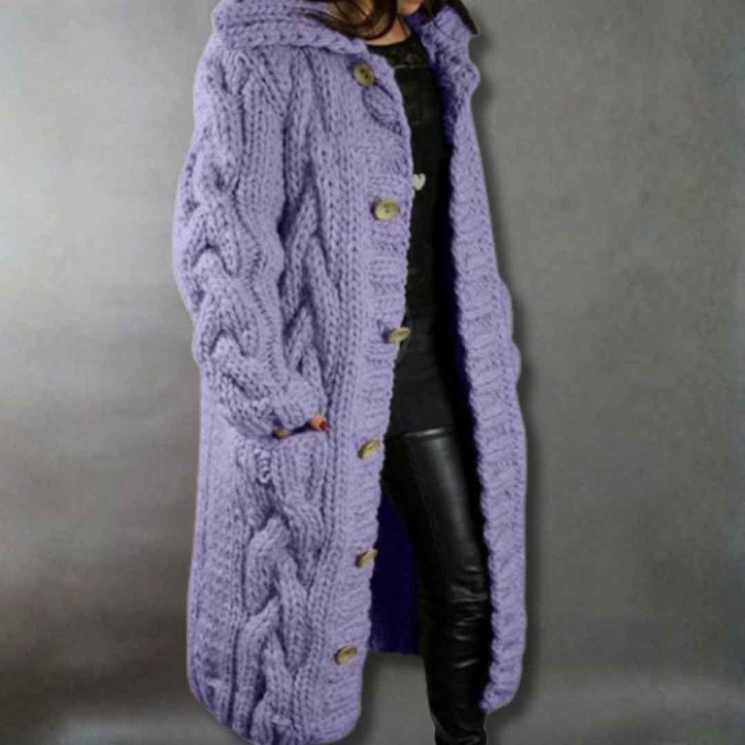 Karina | Cozy Oversized Cable-Knit Coat with Hood 6