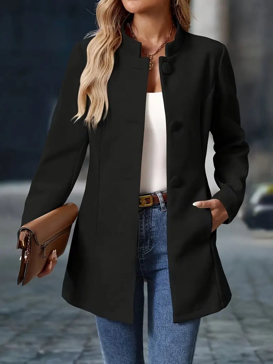 Layla | Women's Stand-Collar Longline Blazer Coat 6